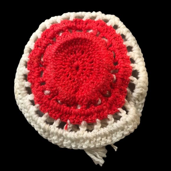 Handmade Crochet Pixie, Doll Face Vintage Decor, Potholder Starter 10” - Picture 2 of 5